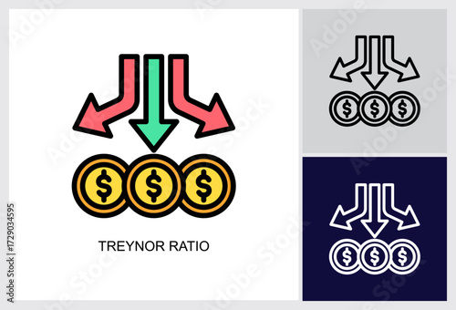 Treynor Ratio icon Multi Style Vector Illustration 