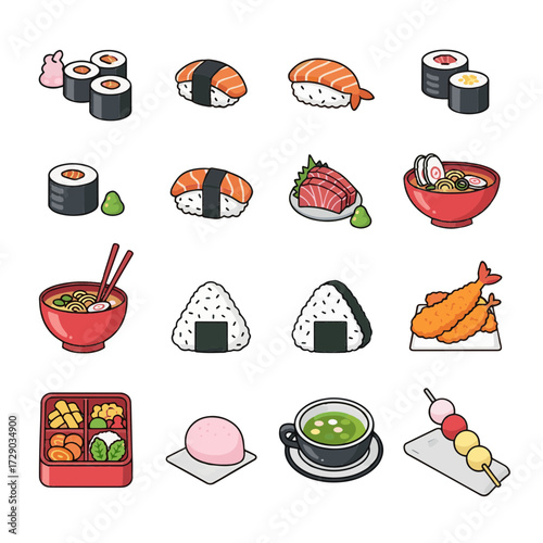 Delicious sushi and Japanese cuisine variety for food lovers