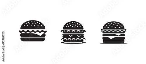 Classic Burger Delight, Simple and tasty burger icon with sesame bun, Hamburger symbol, Vector illustration eps 10.