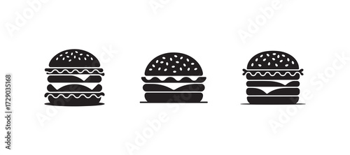 Classic Burger Delight, Simple and tasty burger icon with sesame bun, Hamburger symbol, Vector illustration eps 10.
