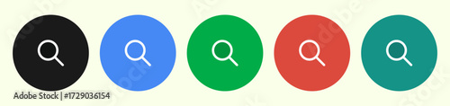 Round colored search buttons. Search icons. Search buttons set	