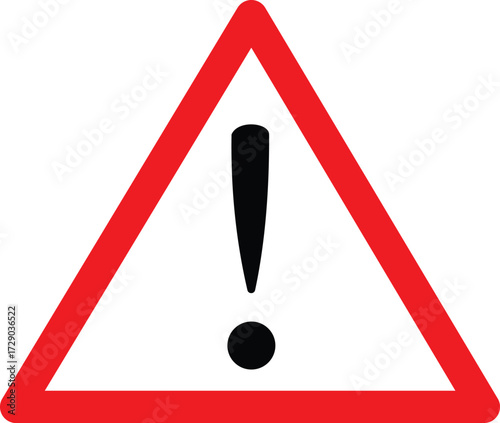Vector art of red triangle warning sign with exclamation mark
