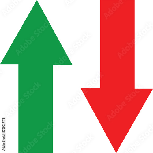 Vector art of green up arrow and red down arrow