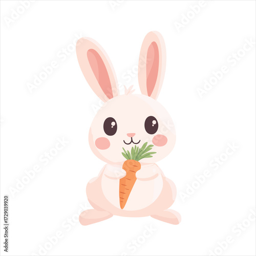 Cute cartoon rabbit holding a carrot