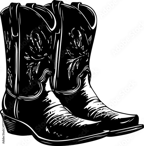 cowgirl boots silhouette vector illustration
