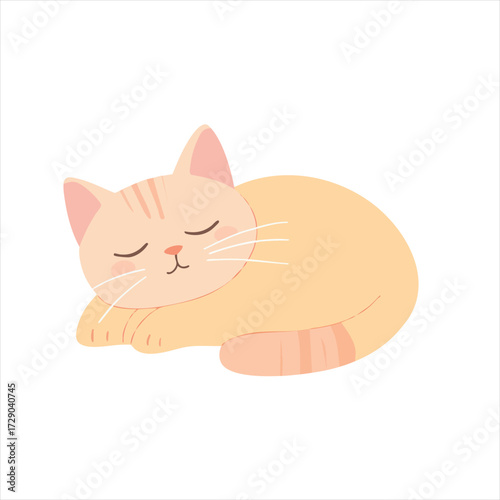 Cute cartoon cat sleeping peacefully