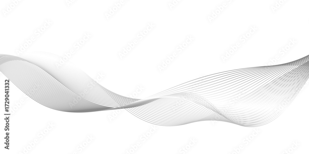 Fototapeta premium Abstract white lines wave pattern on black background, abstract grey wave lines on transparent, dynamic flowing wave lines design element, twisted curve lines with blend effect.