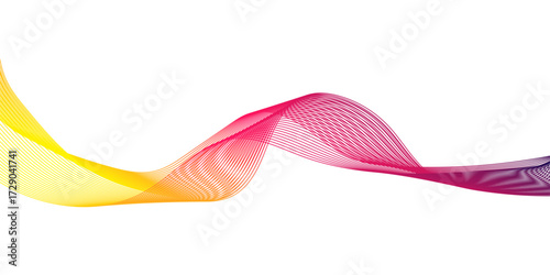  colorful waves design and also use for wallpaper,  illustration chrome technological wallpaper, element for line design isolated on white background, design graphic element flowing across line.