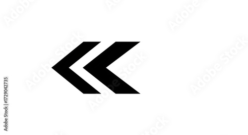 Free Download Black arrow isolated on white background, arrow png. A black double-chevron symbol pointing left, set against a white background. - GFXLoad
