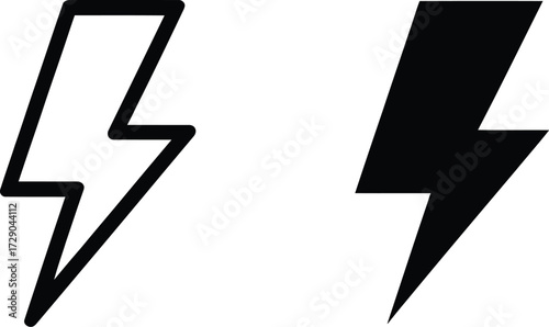 Simple lightning bolt icons, one outlined and one solid black on a white background