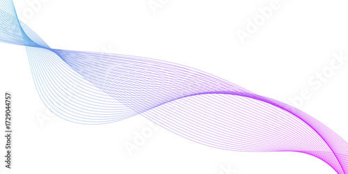 Abstract wave pattern with pastel colorful and fine lines on a dark transparent background, minimal wave line with smooth digital pattern, white background for concept of technology.