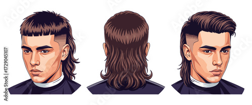 Men's mullet hairstyle