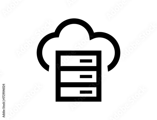 Simple black folder icon with server
