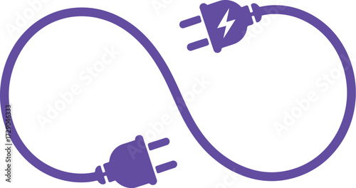 Infinite loop formed by two electric plugs, symbolizing endless energy and connection.