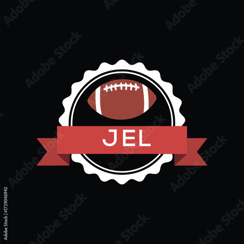 JEL American Football Badge Logo. JEL Design for Sports Team, Club, and Championship JEL Branding Icon.
