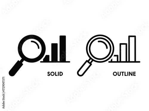 Magnifying glass reveals business growth chart analysis and trends