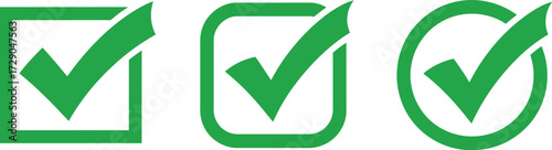 Green checkmarks in various boxes signify completion and agreement