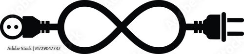 Infinite power connection symbolized by electrical plugs forming an infinity loop