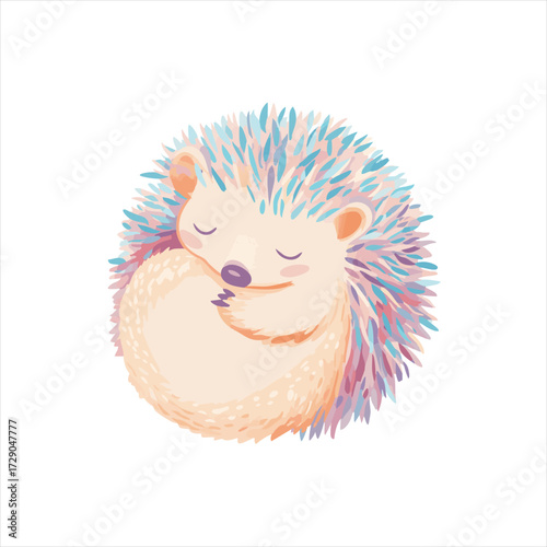vector Cute sleeping hedgehog