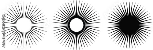 Radiant sunburst patterns in varying degrees of darkness and light