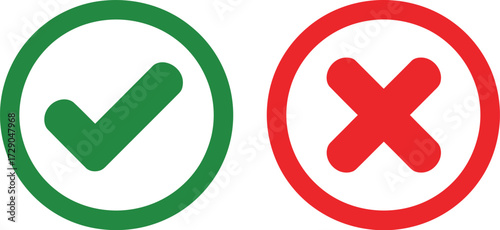 Clear visual contrast between a green checkmark and a red cross, representing correct and incorrect choices.