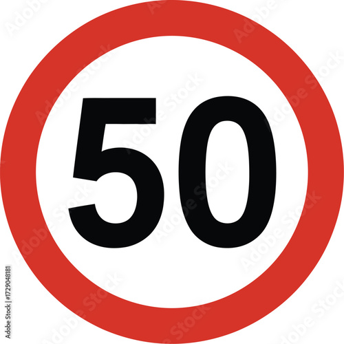 Red circular sign indicating a speed limit of 50