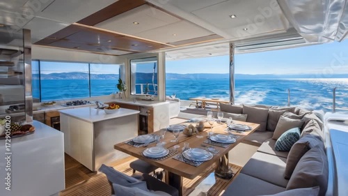 Luxury yacht deck interior