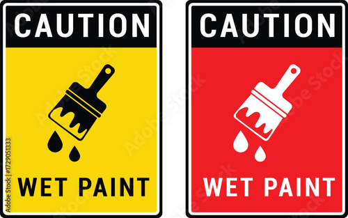 Caution sign wet paint. warning bar banner background vector design.