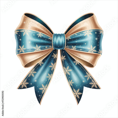 Elegant Blue And Gold Christmas Bow