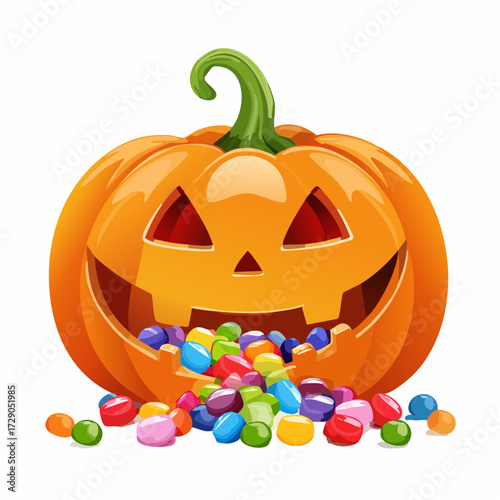Halloween Pumpkin with Candy Festive Treat Illustration for Holiday Celebrations and Fun