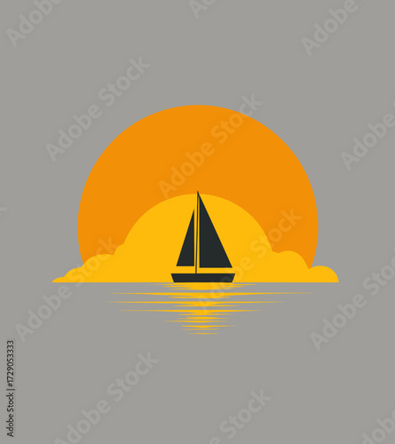 Sunset Sail Silhouette of a sailboat at sunset reflecting on water