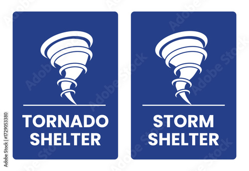  Tornado shelter and storm shelter sign,  Tornado shelter and storm shelter label, badge, icon, sticker, label, emblem, stamp, symbol, black, line, flat vector, isolated illustration.