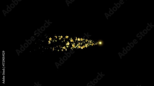 Disappearing particle and star object particles, stardust, Christmas, 5 types, straight lines, curves and waves, alpha channel,4k