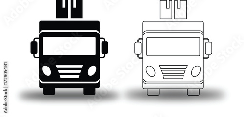 Delivery Truck Vector Icons – Solid and Line Art Minimalist Transport and Shipping Symbols for Logistics, E-commerce, and Fleet