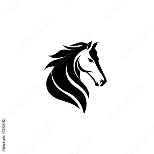 Horse Profile A black & white sketch of a horse head, mane flowing, side profile
