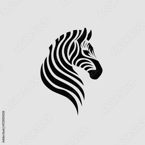 Wallpaper Mural A minimalist image featuring a black and white zebra head profile against a light grey background Torontodigital.ca