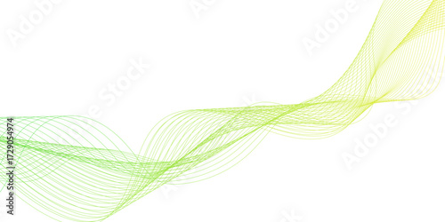 Abstract green wave line banner, Stylish multicolor flowing wave abstract design, abstract organic green wave lines creating harmony on a white background.