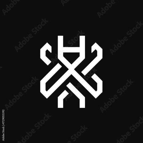 Abstract Geometry White line art creates geometric pattern on a black background