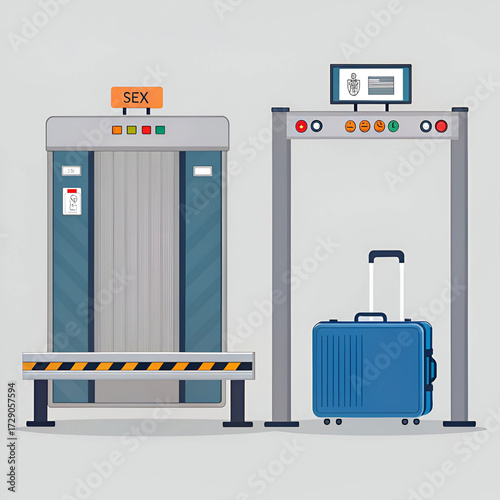 Obraz na płótnie security checkpoint elements flat vector illustration