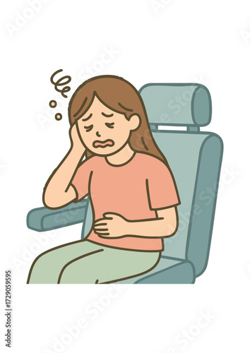 Woman-with-motion-sickness-on-a-vehicle