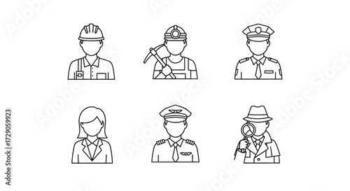 Diverse professional vector illustration set Vector illustration