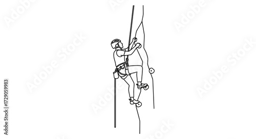 A lone climber scaling a challenging cliff face, focused on the ascent Vector illustration