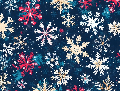 Seamless snowflake pattern on blue winter background