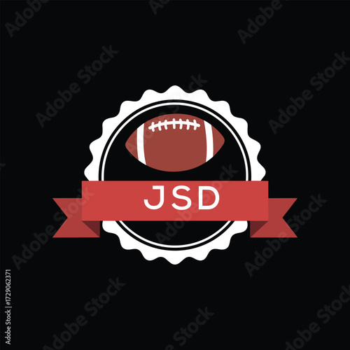JSD American Football Badge Logo. JSD Design for Sports Team, Club, and Championship JSD Branding Icon.
