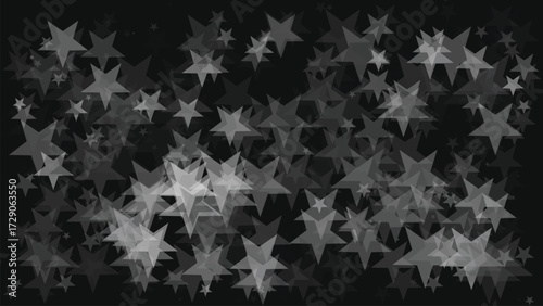 Numerous overlapping translucent gray stars scattered across a dark shape pattern