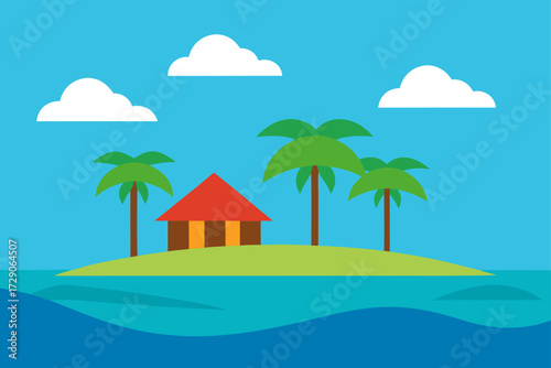 tropical island with palm trees