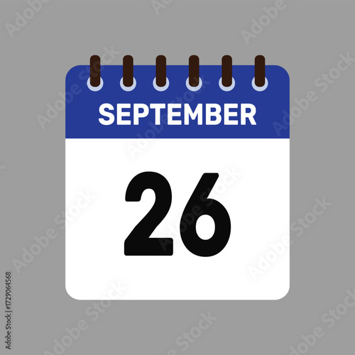 calendar with september 26 icon vector reminder for important deadlines and special events this autumn season