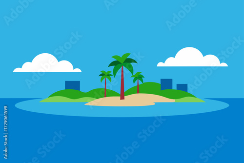 tropical island with palm trees