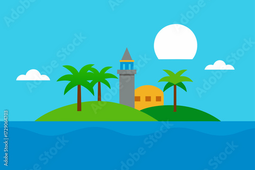 vector illustration of a tropical island