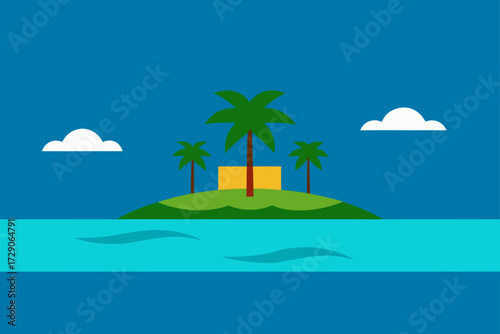 tropical beach with palm trees